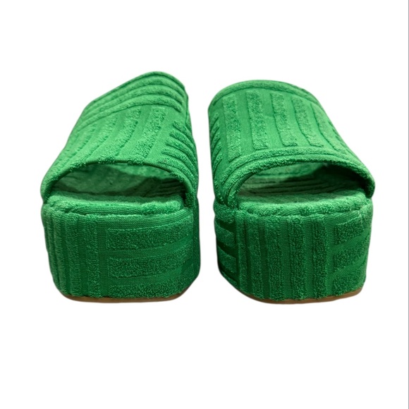 Shein Solezae Open Toe Platform Wedge Slide Sandals Textured Green Size 7 NWOT - Picture 8 of 15